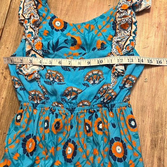 Celina Moon,Tuckernuck, Floral,Tiered, Lined Dres,Blue Patterned Dress, Size S - Picture 4 of 10